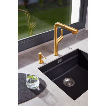 KFA Armatura 6623-220-31 - Torneira de lavatório com pulverizador extensível DUERO DESIGN aço inoxidável/solo dourado