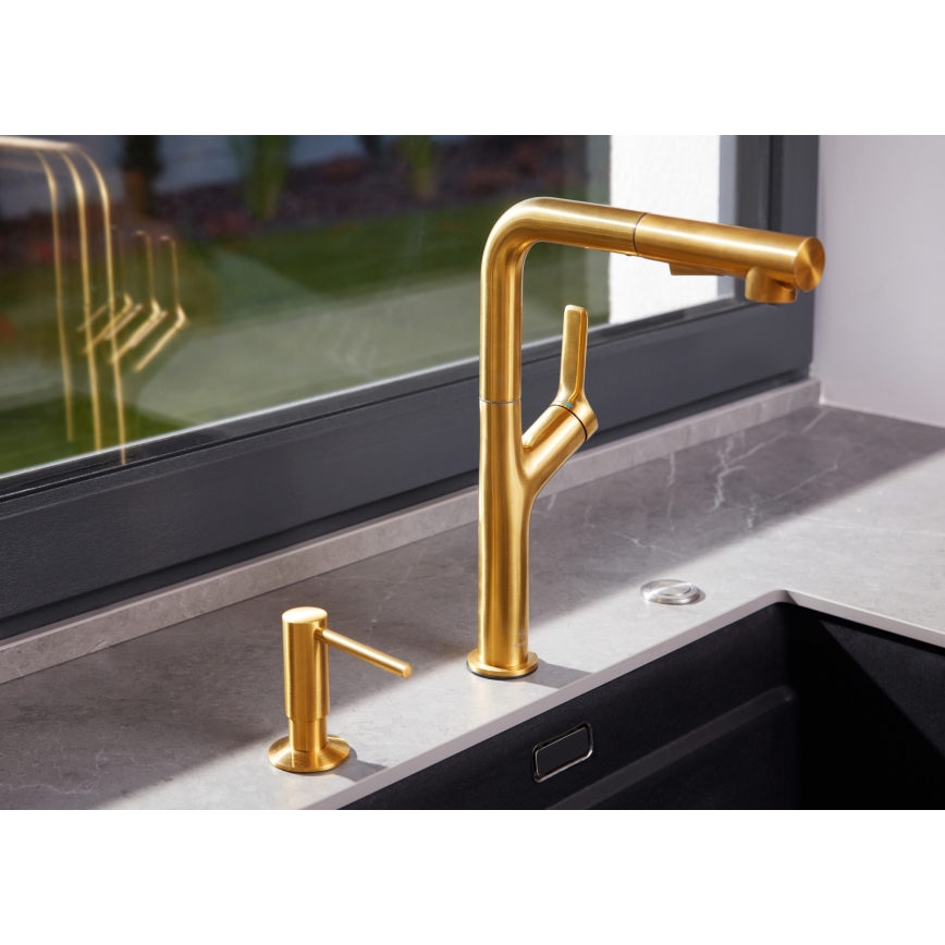 KFA Armatura 6623-220-31 - Torneira de lavatório com pulverizador extensível DUERO DESIGN aço inoxidável/solo dourado