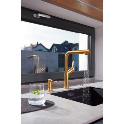 KFA Armatura 6623-220-31 - Torneira de lavatório com pulverizador extensível DUERO DESIGN aço inoxidável/solo dourado