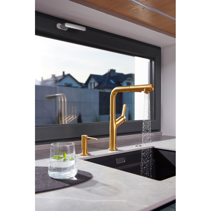 KFA Armatura 6623-220-31 - Torneira de lavatório com pulverizador extensível DUERO DESIGN aço inoxidável/solo dourado