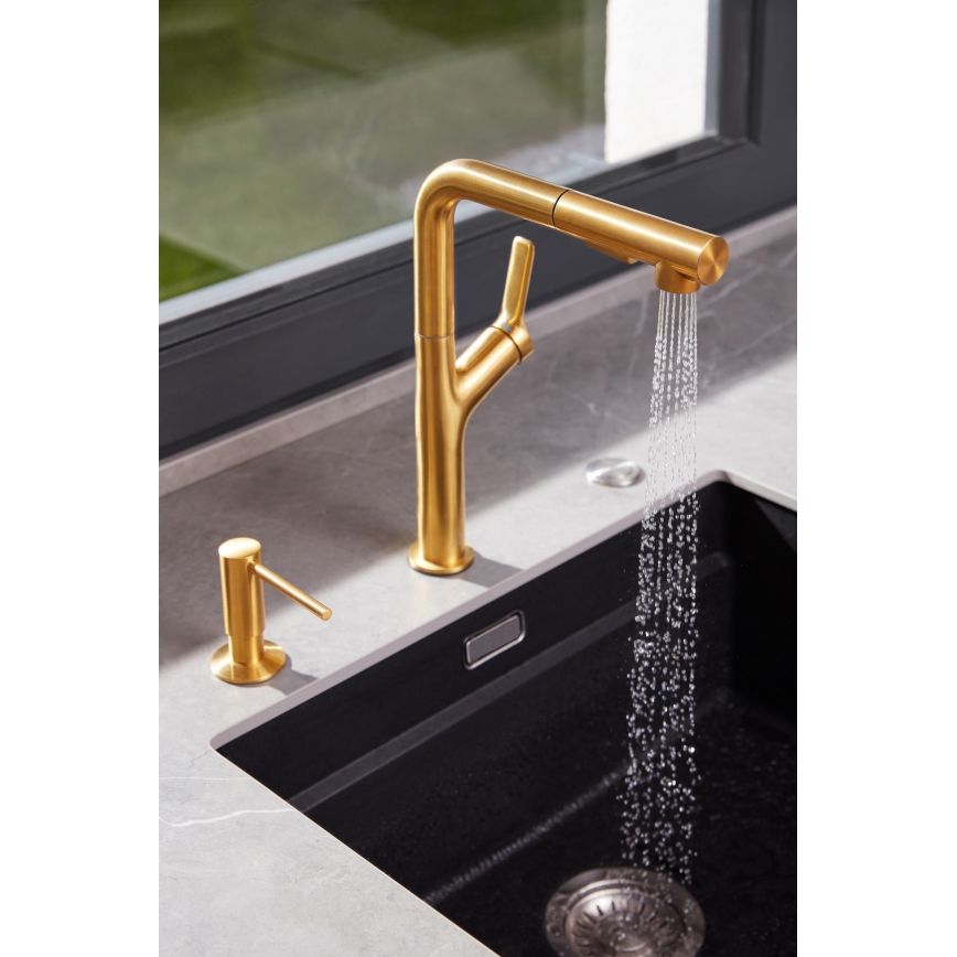 KFA Armatura 6623-220-31 - Torneira de lavatório com pulverizador extensível DUERO DESIGN aço inoxidável/solo dourado