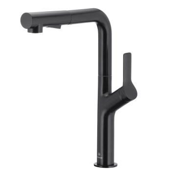 KFA Armatura 6623-220-81 - Torneira de lavatório com pulverizador extensível DUERO DESIGN aço inoxidável/mate preto