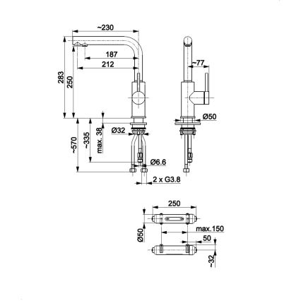 KFA Armatura 6623-912-81 - Torneira de água filtrada DUERO PURE aço inoxidável/mate preto + filtro