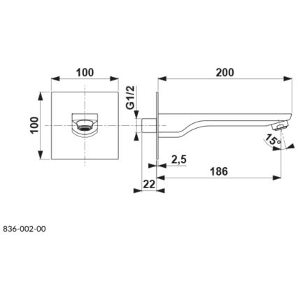 KFA Armatura 836-002-00 - Bica para instalação encastrada MOKAIT cromado brilhante