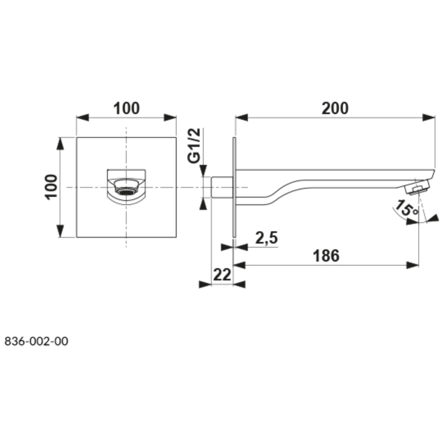 KFA Armatura 836-002-00 - Bica para instalação encastrada MOKAIT cromado brilhante