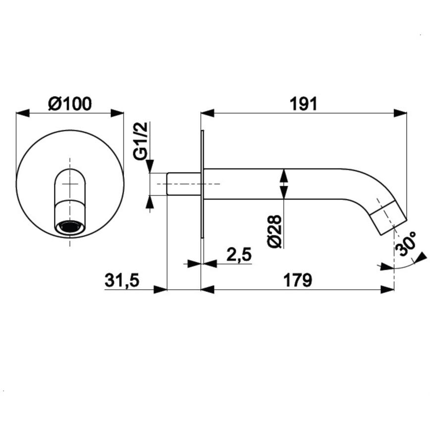 KFA Armatura 836-004-00 - Bica para instalação encastrada MOZA cromado brilhante