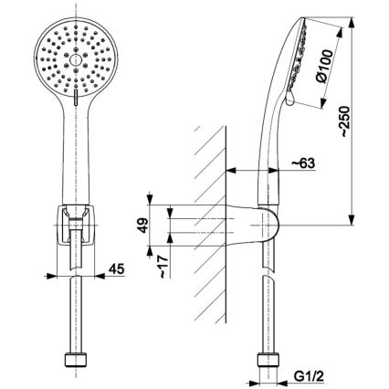 KFA Armatura 841-220-31 - Conjunto de chuveiro MOZA solo dourado