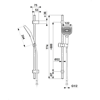 KFA Armatura 841-352-44 - Conjunto de duche MALAGA branco
