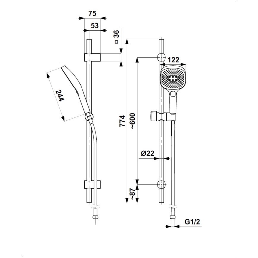 KFA Armatura 841-352-44 - Conjunto de duche MALAGA branco