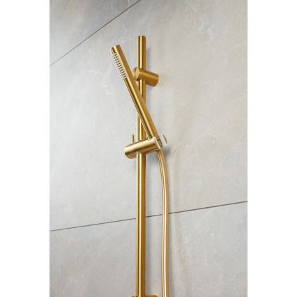 KFA Armatura 841-363-31 - Conjunto de chuveiro MOZA em aço inox escovado dourado