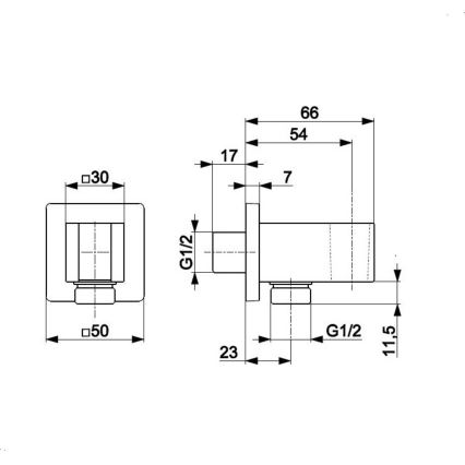 KFA Armatura 845-051-00 - Suporte de duche angular com saída LOGON cromado brilhante