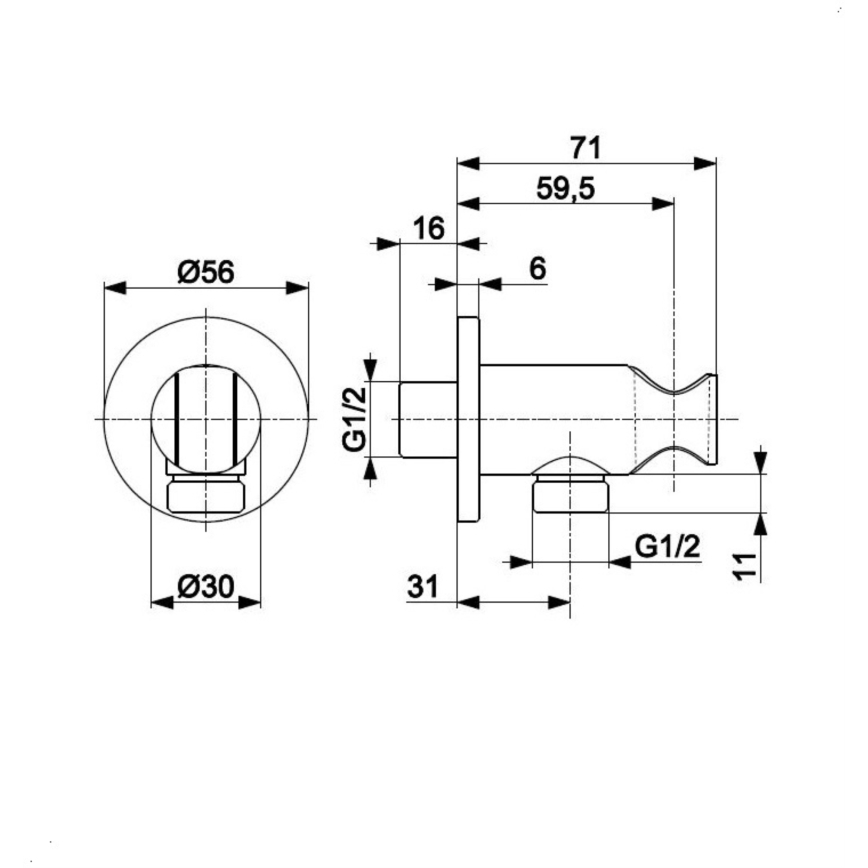KFA Armatura 845-053-81 - Suporte de duche redondo com saída MOZA latão/mate preto