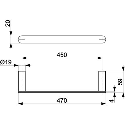 KFA Armatura 864-026-81 - Suporte de parede para toalha 47 cm aço inoxidável/mate preto