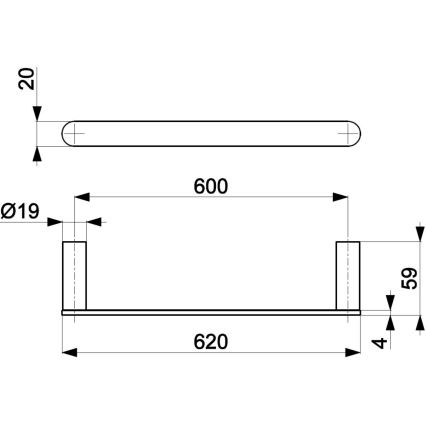 KFA Armatura 864-027-00 - Suporte de parede para toalha 62 cm cromado brilhante