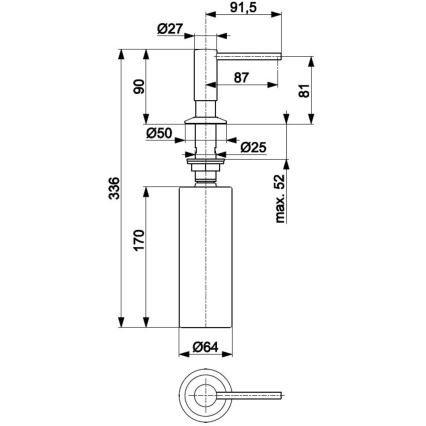 KFA Armatura 990-100-22 - Dispensador de jabón empotrado DUERO acero inoxidable