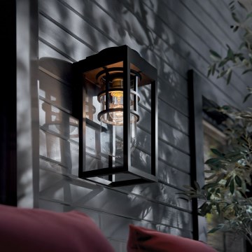 Kichler - Aplique de parede exterior HONE S 1xE27/60W/230V IP44 preto