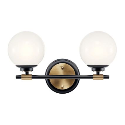 Kichler - Aplique de parede LED para casa de banho BENNO 2xLED/3W/230V preto/dourado IP44