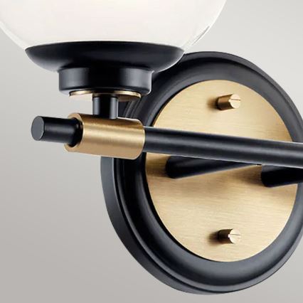 Kichler - Aplique de parede LED para casa de banho BENNO 2xLED/3W/230V preto/dourado IP44