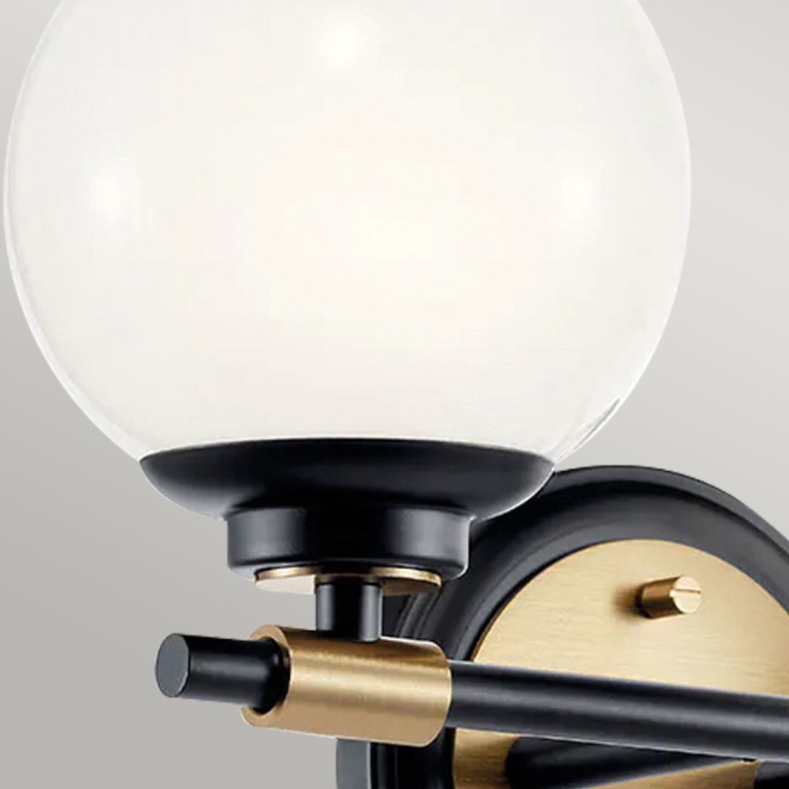 Kichler - Aplique de parede LED para casa de banho BENNO 2xLED/3W/230V preto/dourado IP44