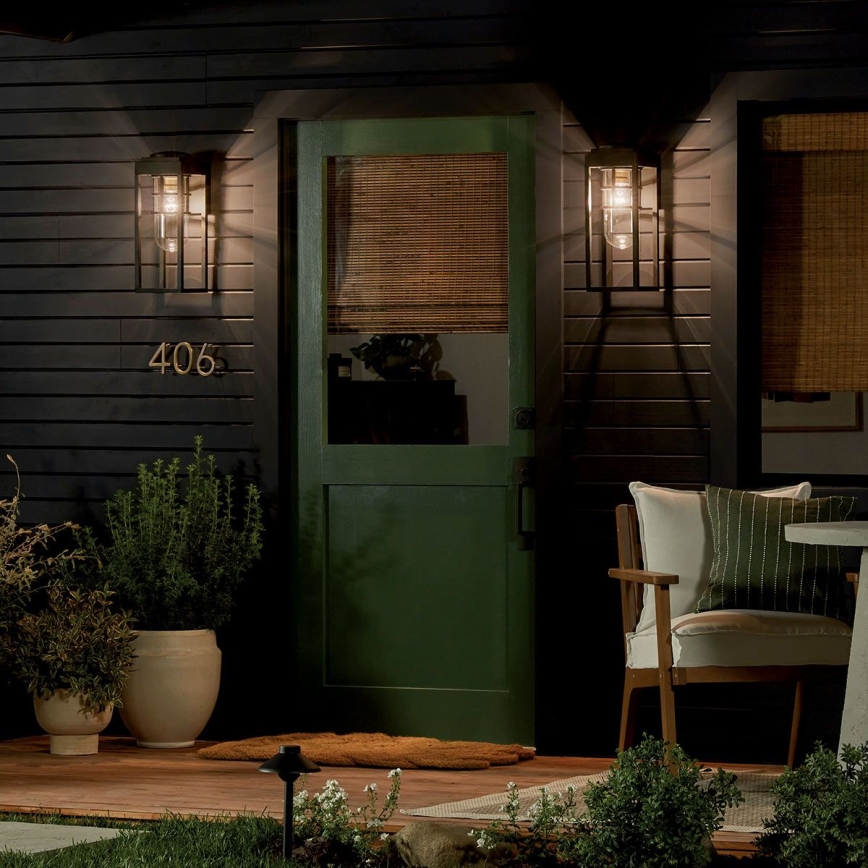 Kichler - Aplique de parede exterior HONE M 1xE27/60W/230V IP44 preto