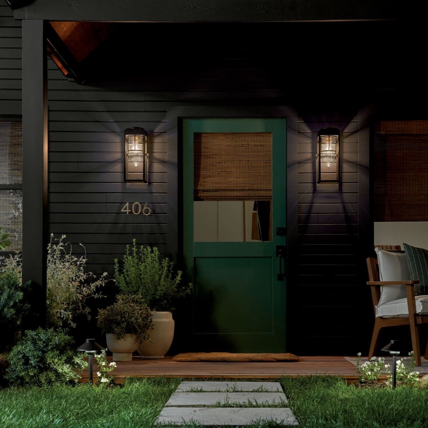 Kichler - Aplique de parede exterior HONE M 1xE27/60W/230V IP44 preto