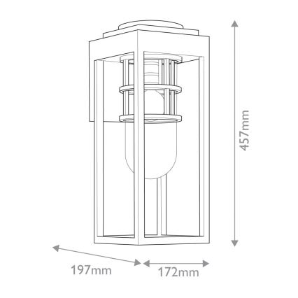 Kichler - Aplique de parede exterior HONE M 1xE27/60W/230V IP44 preto