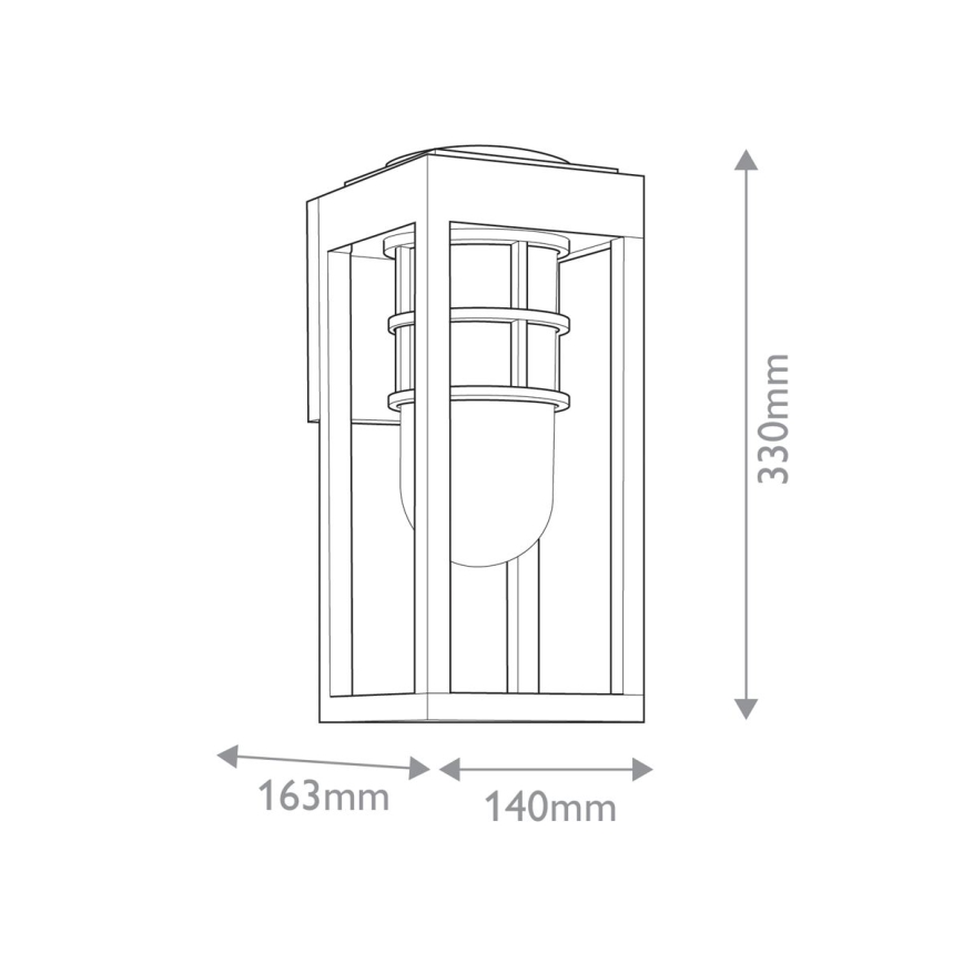 Kichler - Aplique de parede exterior HONE S 1xE27/60W/230V IP44 preto