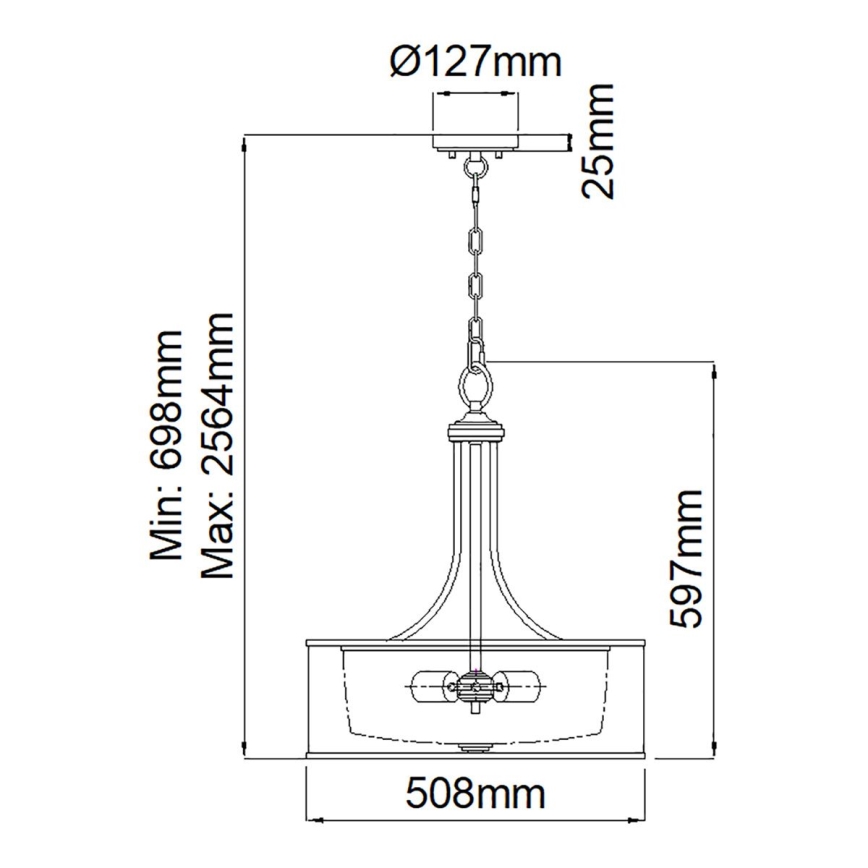 Kichler - Lustre com corrente LACEY 4xE27/60W/230V cromado mate