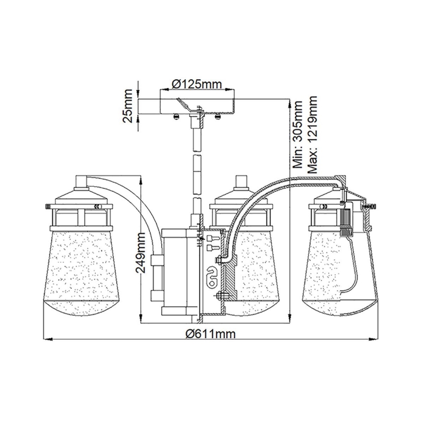Kichler - Candeeiro para exterior num poste LYNDON 5xE27/60W/230V IP44