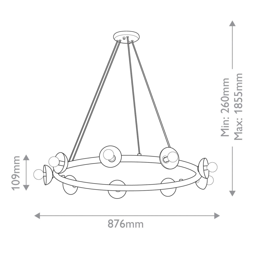 Kichler - Lustre suspenso por cabo PALTA 9xE14/40W/230V dourado