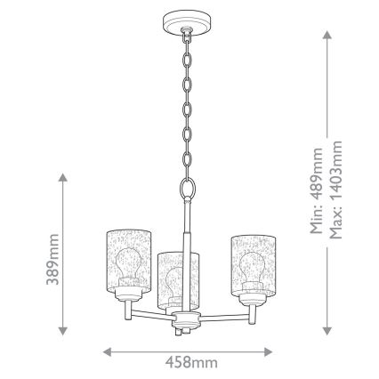 Kichler - Candeeiro suspenso WINSLOW 3xE27/60W/230V diâmetro 45,8 cm latão
