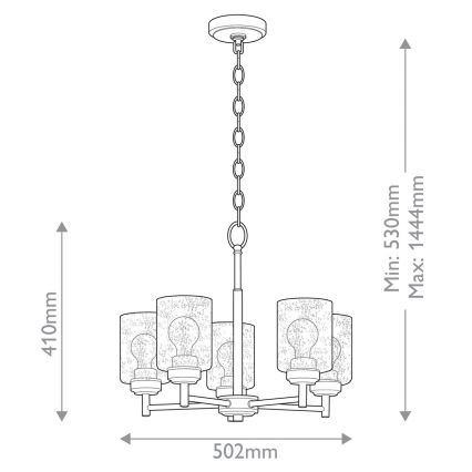 Kichler - Candeeiro suspenso WINSLOW 5xE27/60W/230V diâmetro 50,2 cm latão