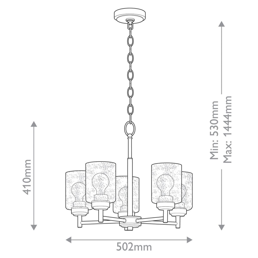 Kichler - Candeeiro suspenso WINSLOW 5xE27/60W/230V diâmetro 50,2 cm latão