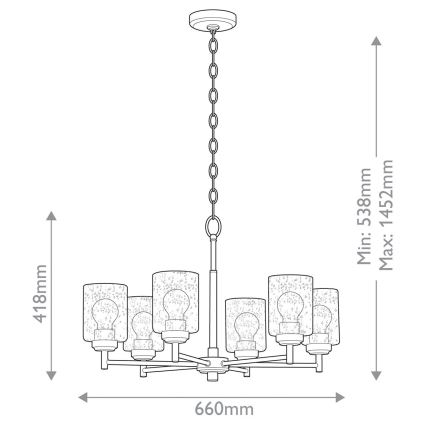 Kichler - Candeeiro suspenso WINSLOW 6xE27/60W/230V diâmetro 66 cm latão