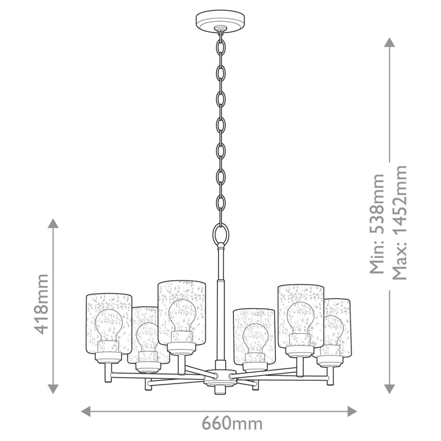 Kichler - Candeeiro suspenso WINSLOW 6xE27/60W/230V diâmetro 66 cm latão