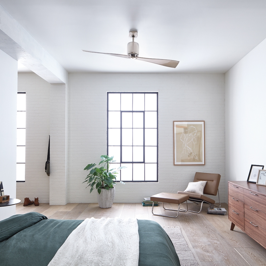 Kichler - Ventilador de teto FERRON cromo brilhante + controlo remoto