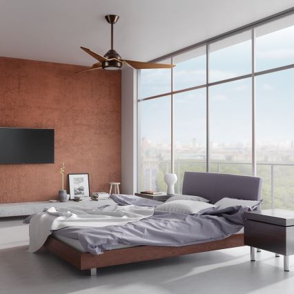 Kichler - Ventilador de teto LED dimmerizável JADE LED/18W/230V marrom + controlo remoto