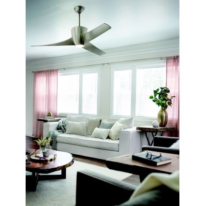 Kichler - Ventilador de teto LED regulável PHREE LED/10W/230V prata + controlo remoto