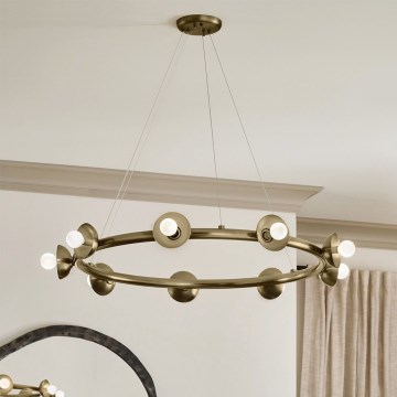 Kichler - Lustre suspenso por cabo PALTA 9xE14/40W/230V dourado