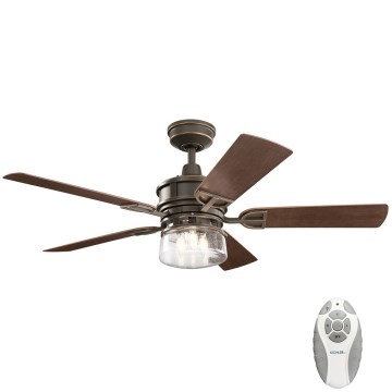 Kichler - Ventoinha de teto LYNDON 3xE27/8W/230V IP23 + comando