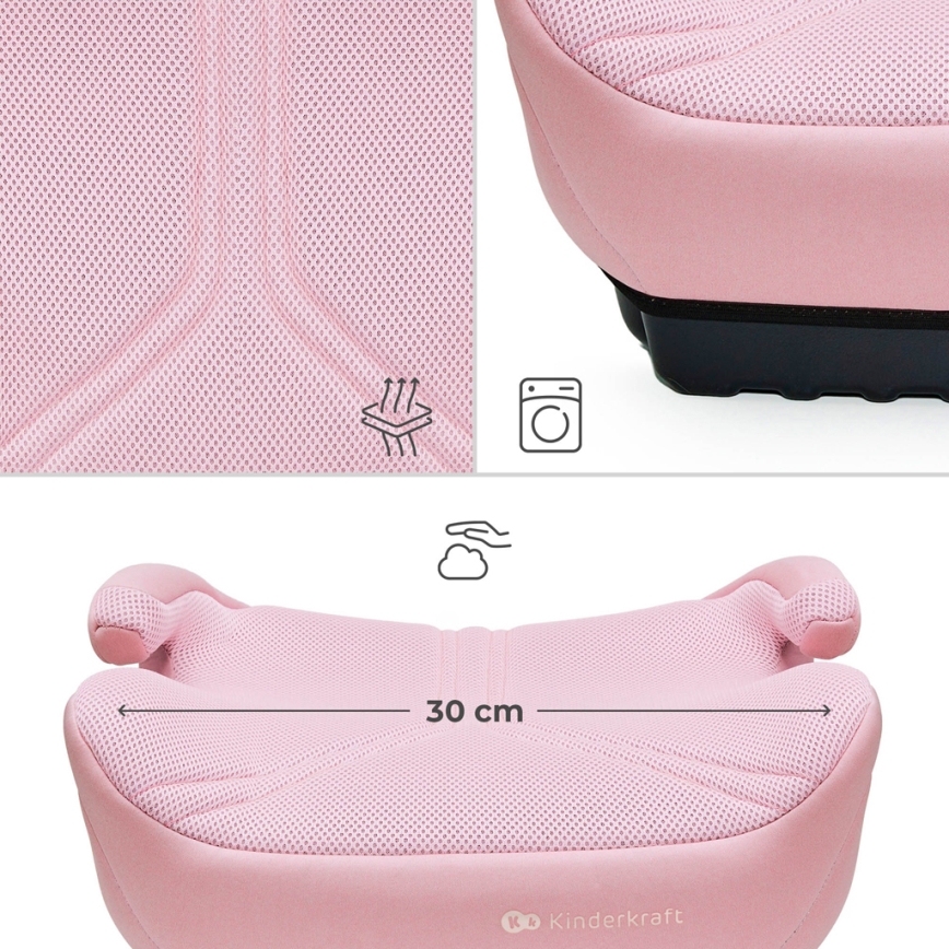 KINDERKRAFT - Assento elevatório para automóvel I-BOOST 2 PRO i-Size 125–150 cm rosa
