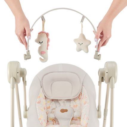KINDERKRAFT - Balanço para bebé com melodia SWINGEE bege 4xAAA/230V