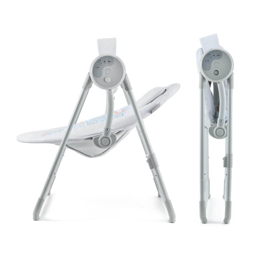 KINDERKRAFT - Baloiço musical para bebé SWINGEE cinzento 4xAAA/230V