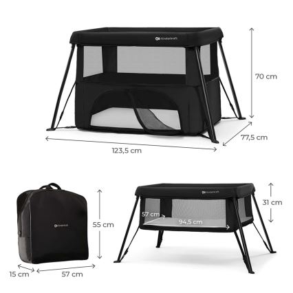 KINDERKRAFT - Berço de viagem 3 em 1 CAMI preto