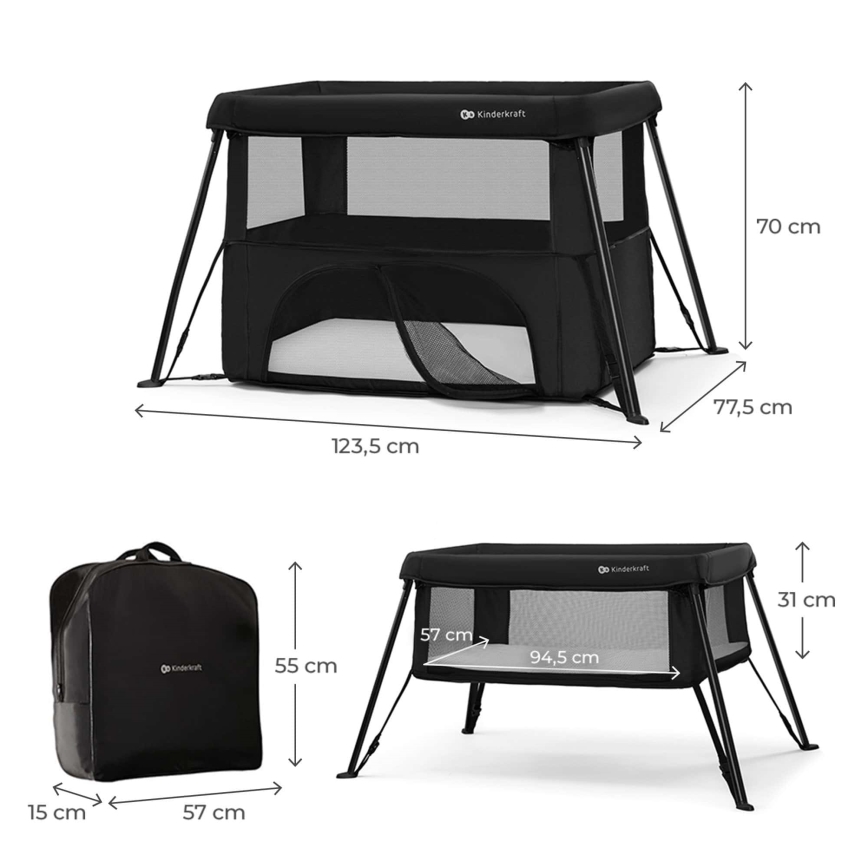 KINDERKRAFT - Berço de viagem 3 em 1 CAMI preto