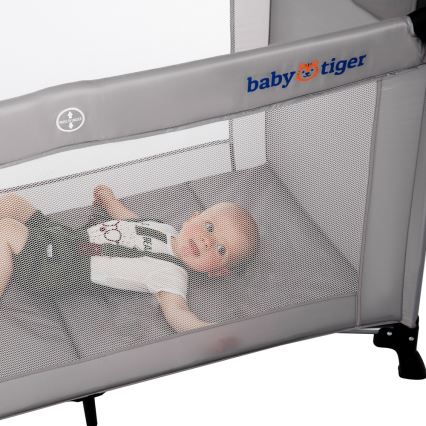 KINDERKRAFT - Berço de viagem Baby Tiger VIKI cinzento