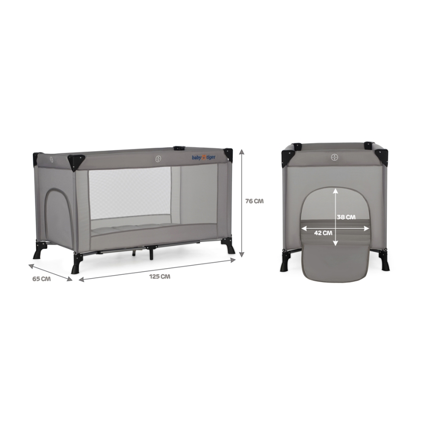 KINDERKRAFT - Berço de viagem Baby Tiger VIKI cinzento