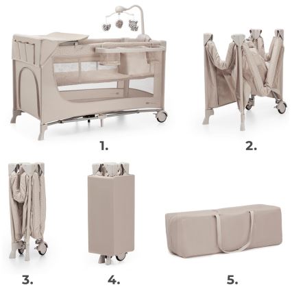 KINDERKRAFT - Berço de viagem JOY 2 com acessórios bege