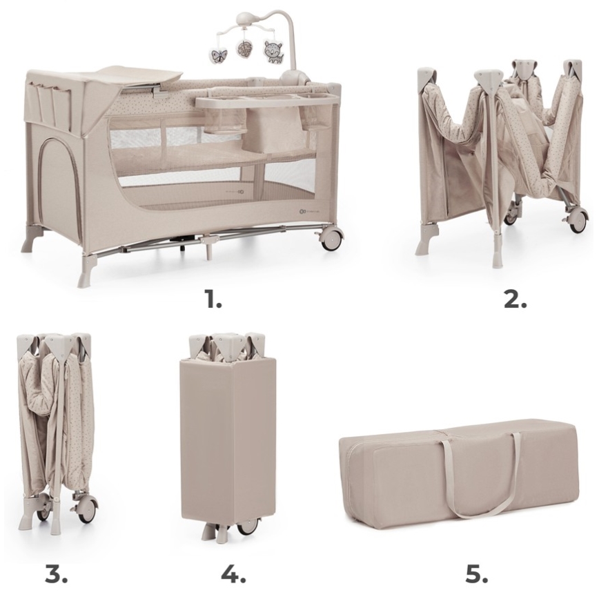 KINDERKRAFT - Berço de viagem JOY 2 com acessórios bege