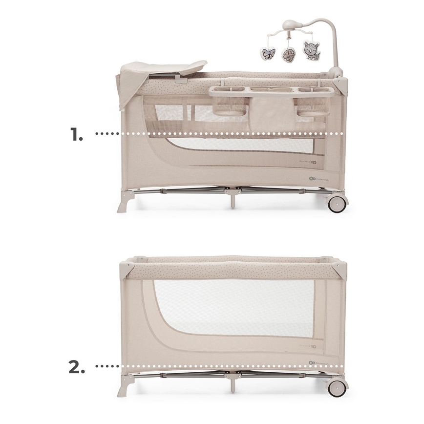 KINDERKRAFT - Berço de viagem JOY 2 com acessórios bege